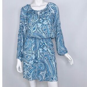 White House black Market Whbm Brilliant Turquoise Paisley Dress. 16 fully lined